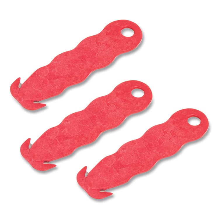 CFS BRANDS Klever Kutter Safety Cutter, 3 Razor Blades, 1" Blade, 4" Plastic Handle, Red (SJMKK403) thumbnail 3