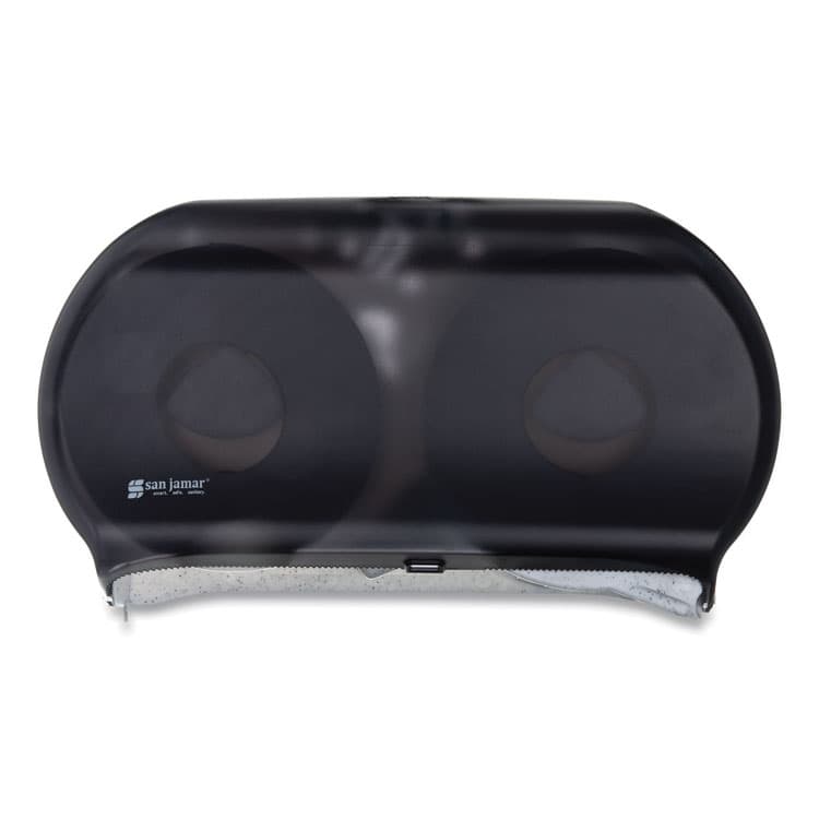 CFS BRANDS Twin 9" Jumbo BathTissue Dispenser, Classic, 19 x 5.25 x 12, Transparent Black Pearl (SJMR4000TBK)