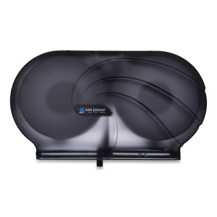 CFS BRANDS Twin 9" JBT Toilet Tissue Dispenser, Oceans, 19 x 5.25 x 12, Transparent Black Pearl (SJMR4090TBK)