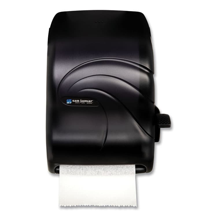 CFS BRANDS Lever Roll Towel Dispenser, Oceans, 12.94 x 9.25 x 16.5, Black Pearl (SJMT1190TBK)