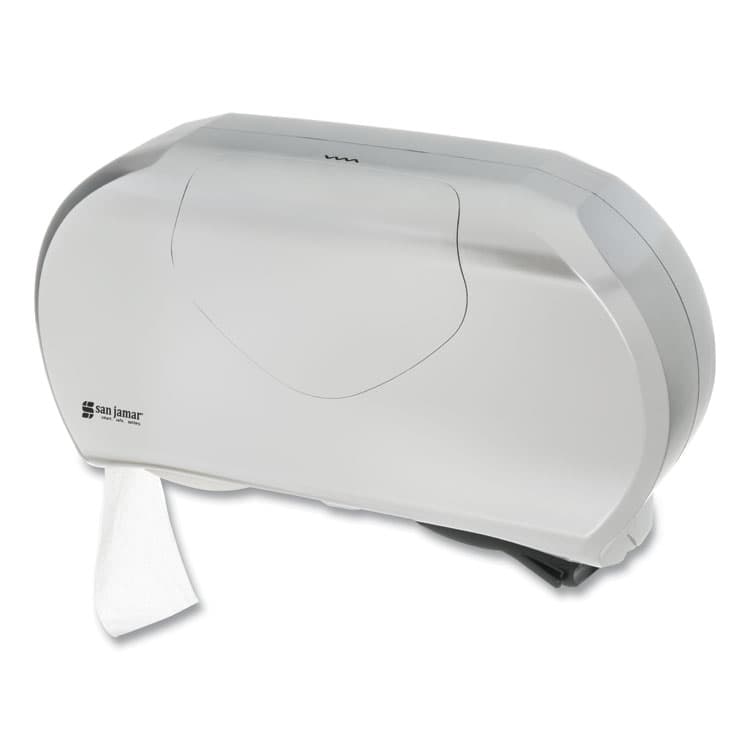 CFS BRANDS Twin 9" Jumbo Bath Tissue Dispenser, Summit, 19.25 x 6 x 12.25, Faux Stainless Steel (SJMR4070SS) thumbnail 2