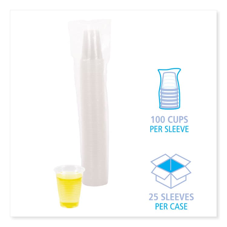 BOARDWALK Translucent Plastic Cold Cups, 7 oz, 100/Sleeve, 25 Sleeves/Carton (BWKTRANSCUP7CT) thumbnail 4