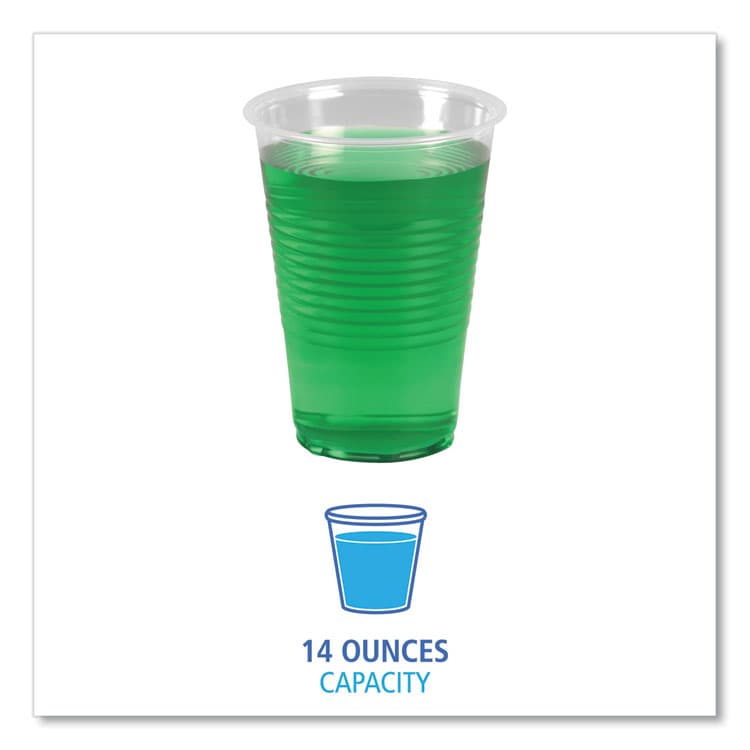BOARDWALK Translucent Plastic Cold Cups, 14 oz, 50/Sleeve, 20 Sleeves/Carton (BWKTRANSCUP14CT) thumbnail 2