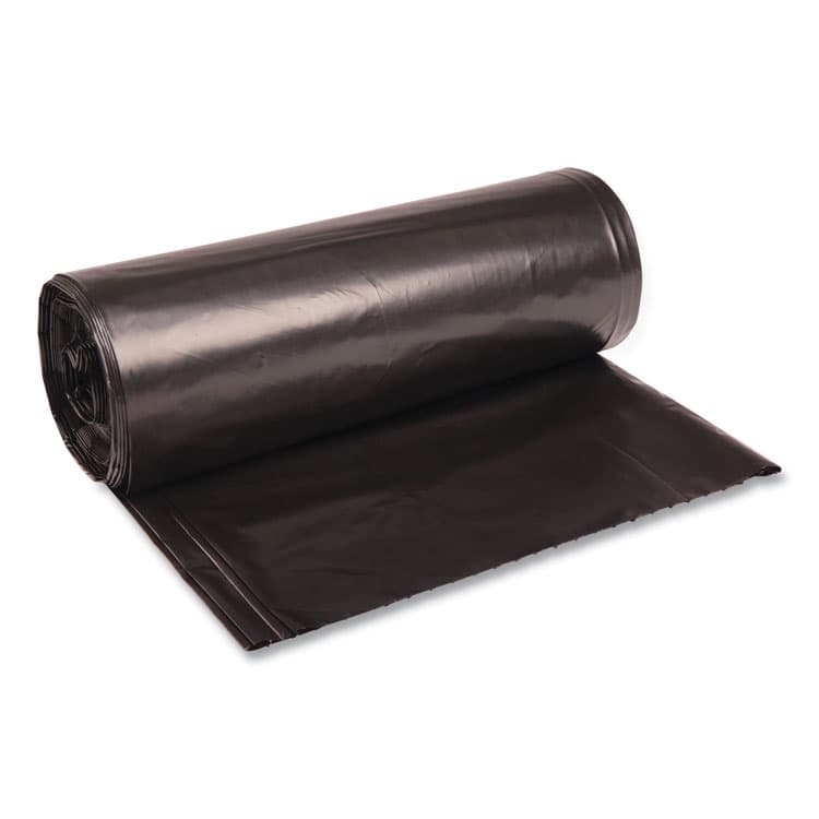 BOARDWALK Recycled Low-Density Polyethylene Can Liners, 60 gal, 1.8 mil, 38" x 58", Black, Perforated, 10 Bags/Roll, 10 Rolls/Carton (BWK526)