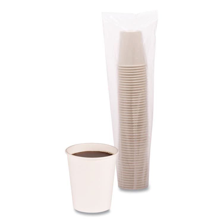 BOARDWALK Paper Hot Cups, 8 oz, White, 50/Sleeve, 20 Sleeves/Carton (BWKWHT8HCUP)