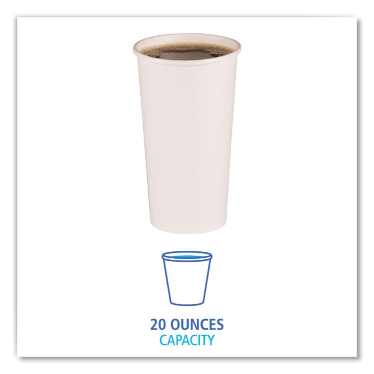 BOARDWALK Paper Hot Cups, 20 oz, White, 50/Sleeve, 12 Sleeves/Carton (BWKWHT20HCUP) thumbnail 2