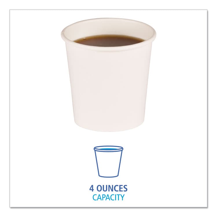BOARDWALK Paper Hot Cups, 4 oz, White, 50/Sleeve, 20 Sleeves/Carton (BWKWHT4HCUP) thumbnail 2