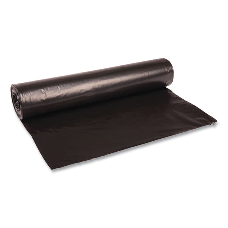 BOARDWALK Recycled Low-Density Polyethylene Can Liners, 45 gal, 1.2 mil, 40" x 46", Black, Perforated, 10 Bags/Roll, 10 Rolls/Carton (BWK517)