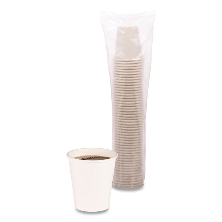 BOARDWALK Paper Hot Cups, 10 oz, White, 50/Sleeve, 20 Sleeves/Carton (BWKWHT10HCUP)