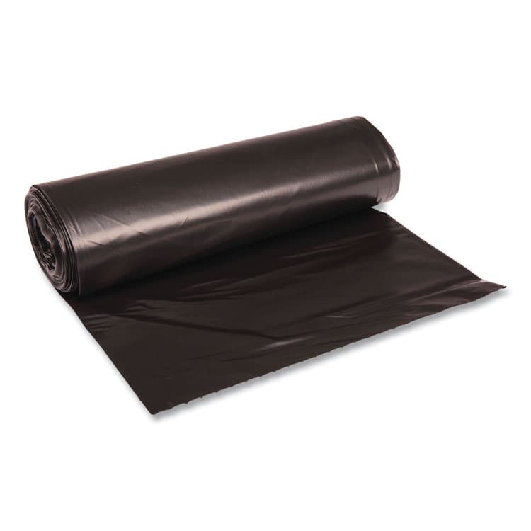 BOARDWALK Recycled Low-Density Polyethylene Can Liners, 60 gal, 1.2 mil, 38" x 58", Black, Perforated, 10 Bags/Roll, 10 Rolls/Carton (BWK519)