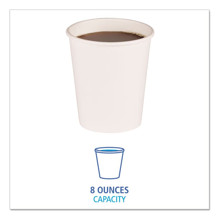 BOARDWALK Paper Hot Cups, 8 oz, White, 50/Sleeve, 20 Sleeves/Carton (BWKWHT8HCUP) thumbnail 2