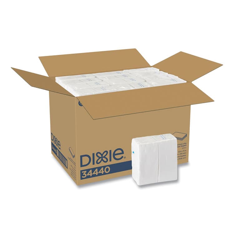 DIXIE FOOD SERVICE 1/8-Fold Dinner Napkin, 2-Ply, 16 x 15, White, 3,024/Carton (GPC34440)
