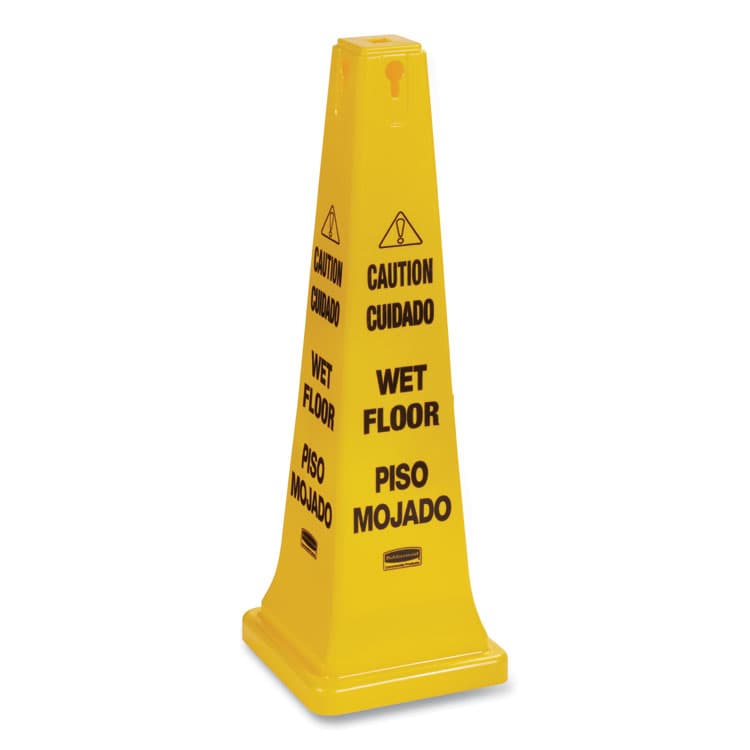 RUBBERMAID COMMERCIAL PROD. Multilingual Wet Floor Safety Cone, 12.25 x 12.25 x 36, Yellow (RCP627677) thumbnail 2