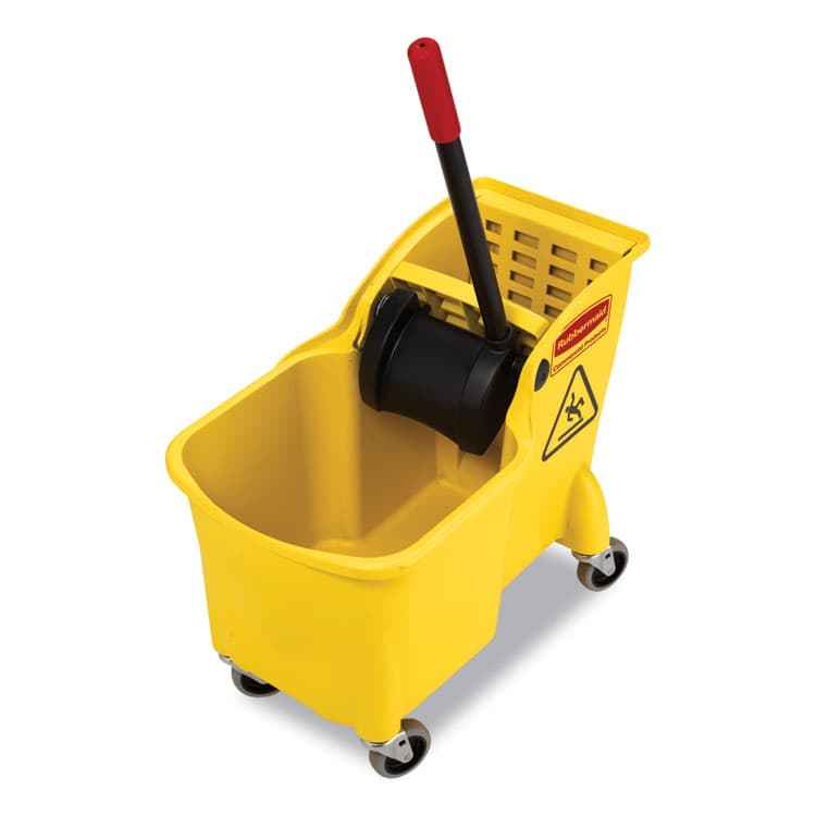 RUBBERMAID COMMERCIAL PROD. Tandem 31-Quart Bucket/Wringer Combo, Reverse, Yellow (RCP738000YEL) thumbnail 2