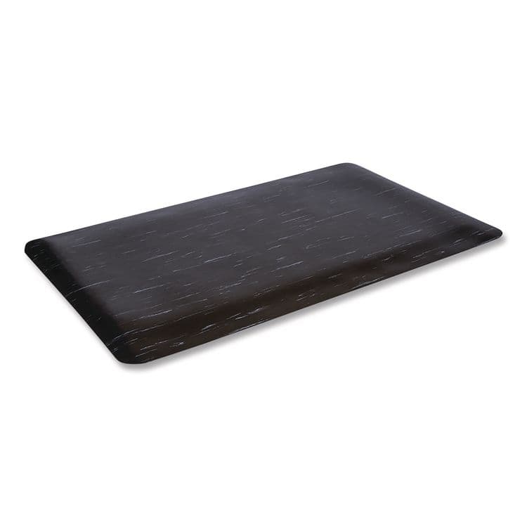 CROWN MATS & MATTING Cushion-Step Marbleized Rubber Mat, Rectangular, Black Smooth Surface, 36" x 72" (CWNCU3672BK)