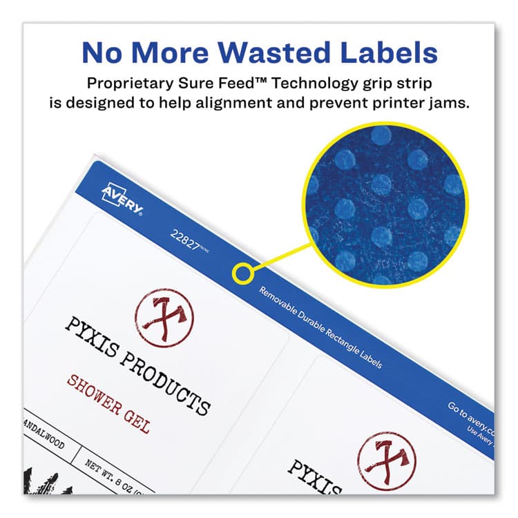 AVERY PRODUCTS CORPORATION Removable Print-to-the-Edge White Labels w/ Sure Feed, 3.5 x 4.75, 32/Pack (AVE22827) thumbnail 3