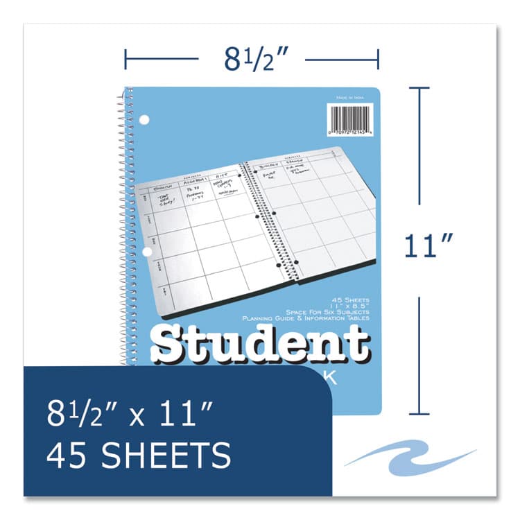 ROARING SPRING PAPER PRODUCTS Student Plan Book, Homework/Assignment-Tracking, 40-Weeks: Six-Subject Day, Blue/White Cover, (100) 11 x 8.5 Sheets (ROA12145) thumbnail 2