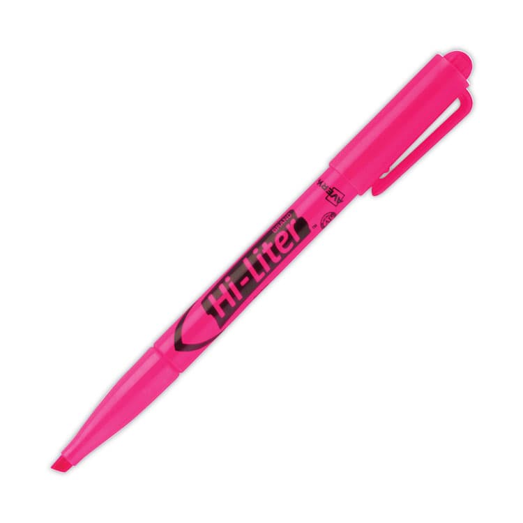 AVERY PRODUCTS CORPORATION HI-LITER Pen-Style Highlighters, Fluorescent Pink Ink, Chisel Tip, Pink/Black Barrel, Dozen (AVE23592)