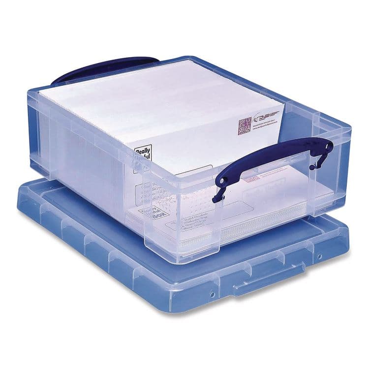 REALLY USEFUL BOXES . Snap-Lid Storage Bin, 2.14 gal, 11" x 14" x 5", Clear/Blue (RUA81C) thumbnail 2