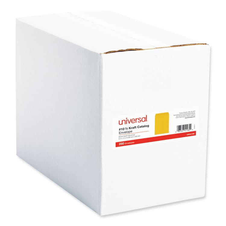 UNIVERSAL OFFICE PRODUCTS Catalog Envelope, 28 lb Bond Weight Kraft, #10 1/2, Square Flap, Gummed Closure, 9 x 12, Brown Kraft, 250/Box (UNV41165) thumbnail 3
