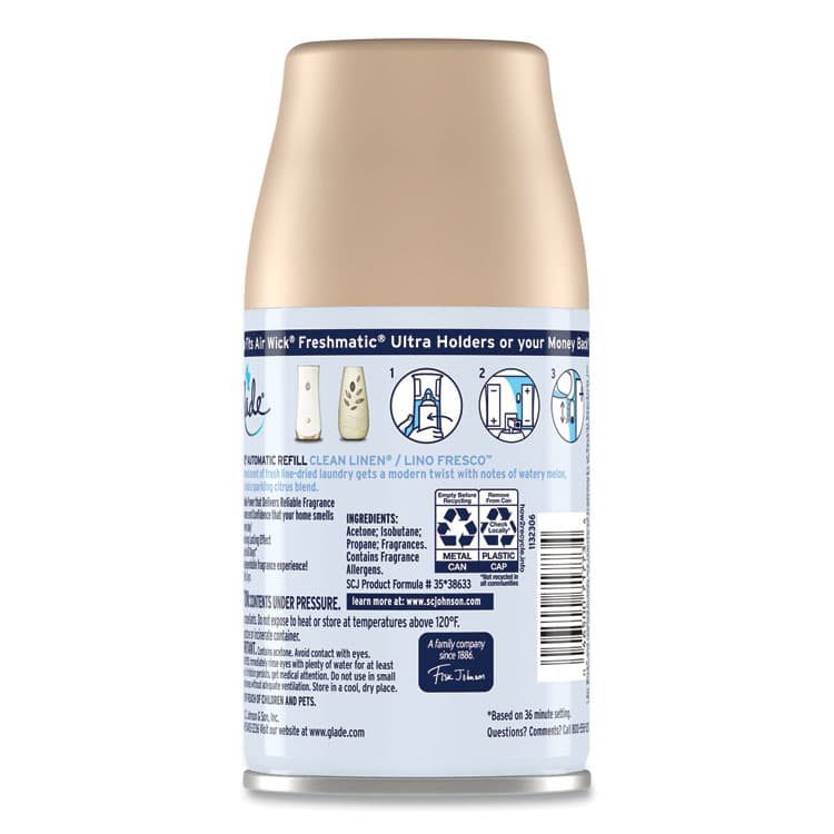 SC JOHNSON Automatic Air Freshener, Clean Linen, 6.2 oz (SJN375364EA) thumbnail 4