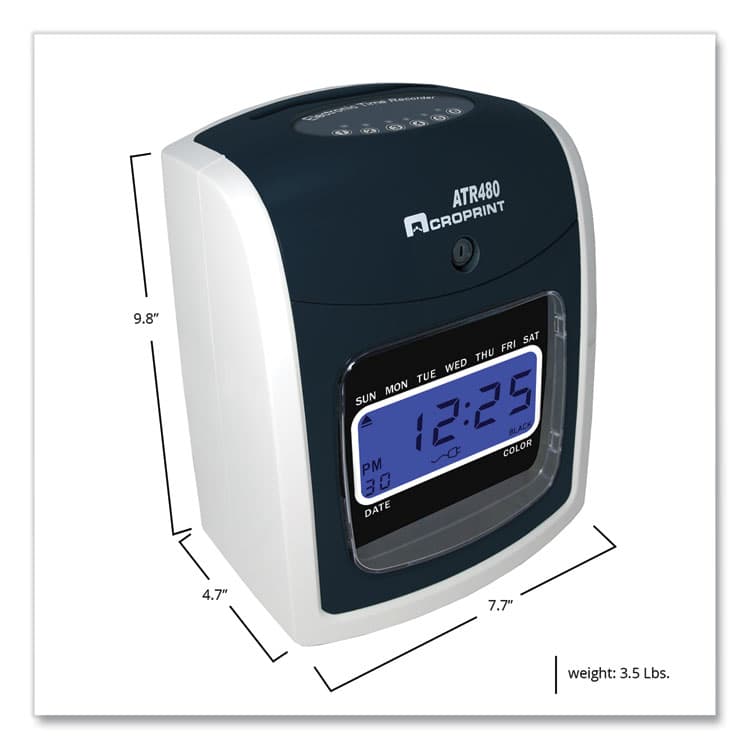 ACRO PRINT TIME RECORDER ATR480 Time Clock and Accessories Bundle, Digital Display, White/Charcoal (ACPTTB500) thumbnail 2