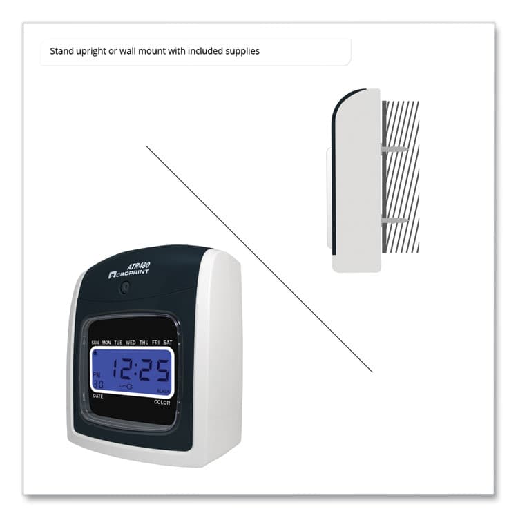 ACRO PRINT TIME RECORDER ATR480 Time Clock and Accessories Bundle, Digital Display, White/Charcoal (ACPTTB500) thumbnail 4