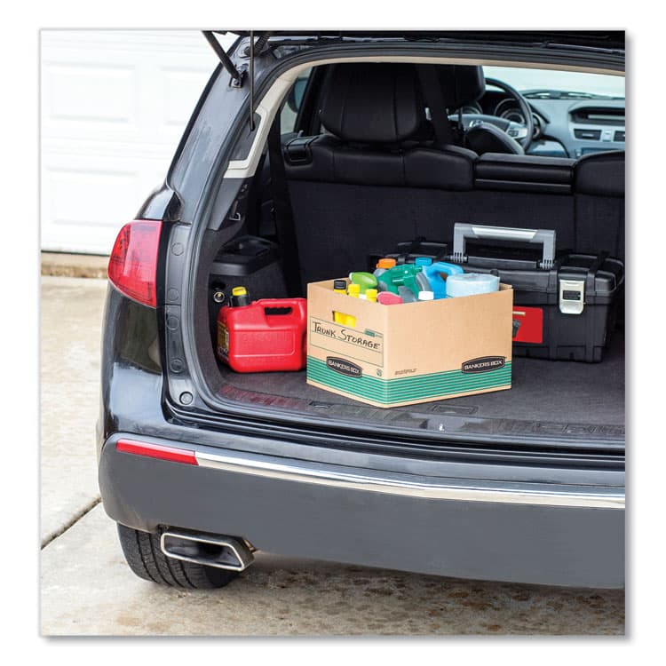 FELLOWES MFG. CO. STOR/FILE Medium-Duty 100% Recycled Storage Boxes, Letter/Legal Files, 12.5" x 16.25" x 10.25", Kraft/Green, 12/Carton (FEL12770) thumbnail 3