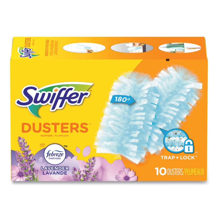 PROCTER & GAMBLE Refill Dusters, Dust Lock Fiber, Light Blue, Lavender Vanilla Scent, 10/Box (PGC21461BX)