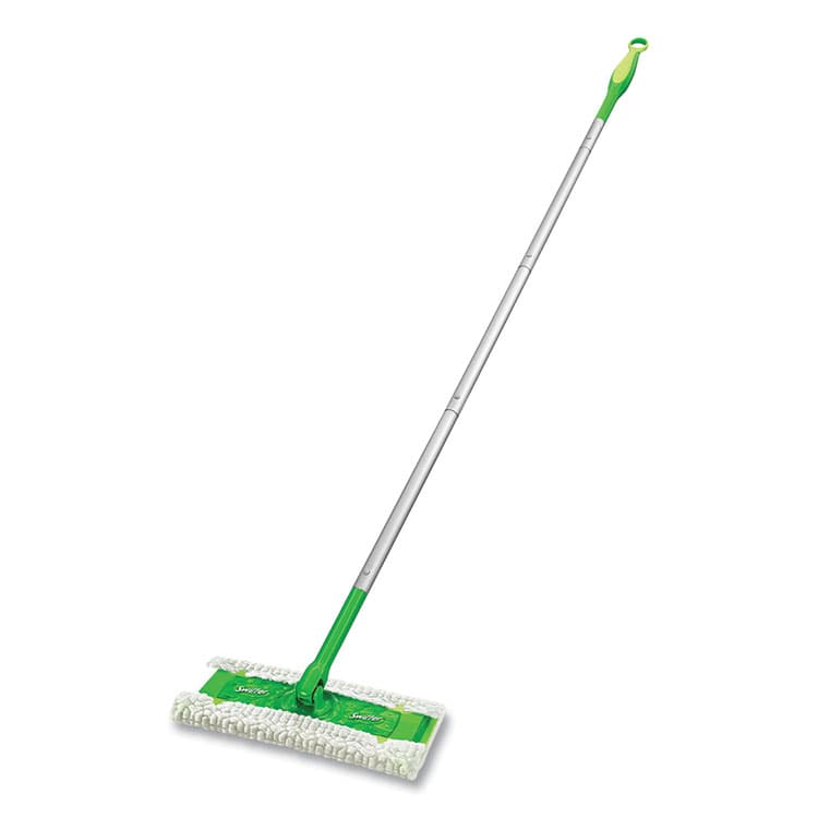 PROCTER & GAMBLE Sweeper Mop, 10 x 4.8 White Cloth Head, 46" Green/Silver Aluminum/Plastic Handle, 3/Carton (PGC09060CT)