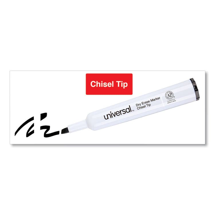 UNIVERSAL OFFICE PRODUCTS Dry Erase Marker, Broad Chisel Tip, Black, Dozen (UNV43651) thumbnail 4
