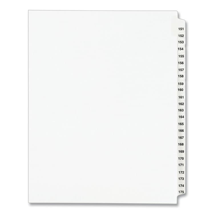 AVERY PRODUCTS CORPORATION Preprinted Legal Exhibit Side Tab Index Dividers, Avery Style, 25-Tab, 151 to 175, 11 x 8.5, White, 1 Set, (1336) (AVE01336)