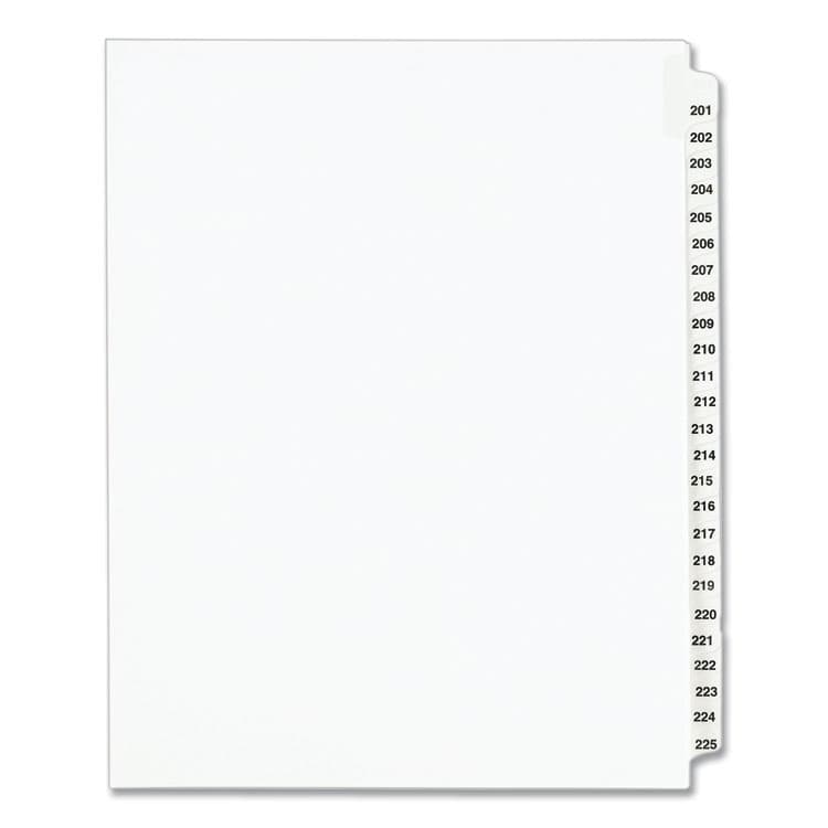 AVERY PRODUCTS CORPORATION Preprinted Legal Exhibit Side Tab Index Dividers, Avery Style, 25-Tab, 201 to 225, 11 x 8.5, White, 1 Set, (1338) (AVE01338)