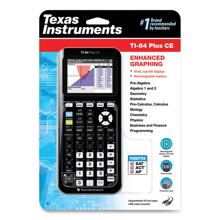 TEXAS INSTRUMENTS TI-84 Plus CE Programmable Color Graphing Calculator, 10-Digit LCD, Black (TEXTI84PLUSCE) thumbnail 2