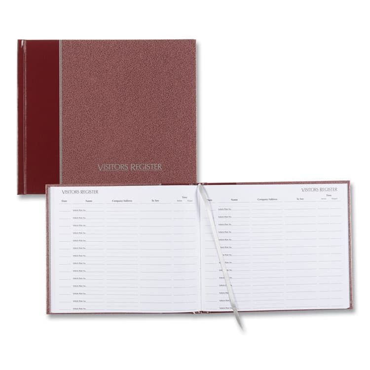 REDIFORM OFFICE PRODUCTS Hardcover Visitor Register Book, Burgundy Cover, 9.78 x 8.5 Sheets, 128 Sheets/Book (RED57803) thumbnail 2