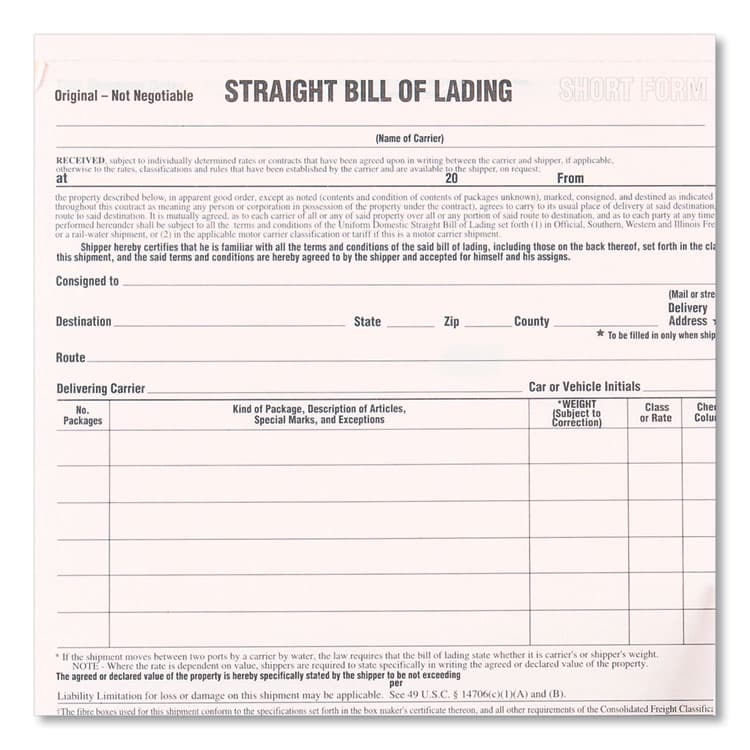 REDIFORM OFFICE PRODUCTS Snap-A-Way Bill of Lading, Short Form, Three-Part Carbonless, 7 x 8.5, 250 Forms Total (RED44301) thumbnail 3