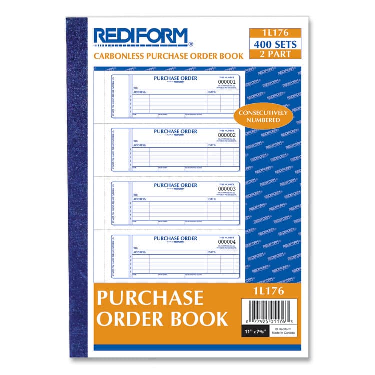 REDIFORM OFFICE PRODUCTS Purchase Order Book, 5 Lines, Two-Part Carbonless, 7 x 2.75, 4 Forms/Sheet, 400 Forms Total (RED1L176) thumbnail 2
