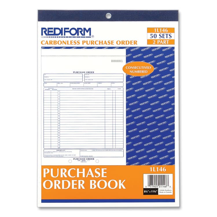 REDIFORM OFFICE PRODUCTS Purchase Order Book, 17 Lines, Two-Part Carbonless, 8.5 x 11, 50 Forms Total (RED1L146) thumbnail 2