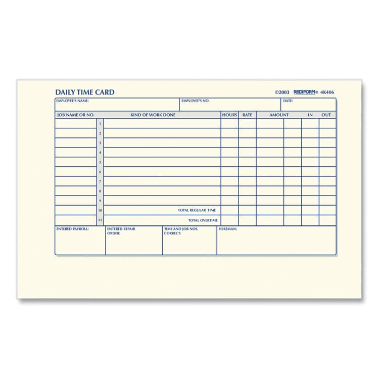 REDIFORM OFFICE PRODUCTS Daily Employee Time Cards, Two Sides, 4.25 x 7, 100/Pad (RED4K406) thumbnail 3