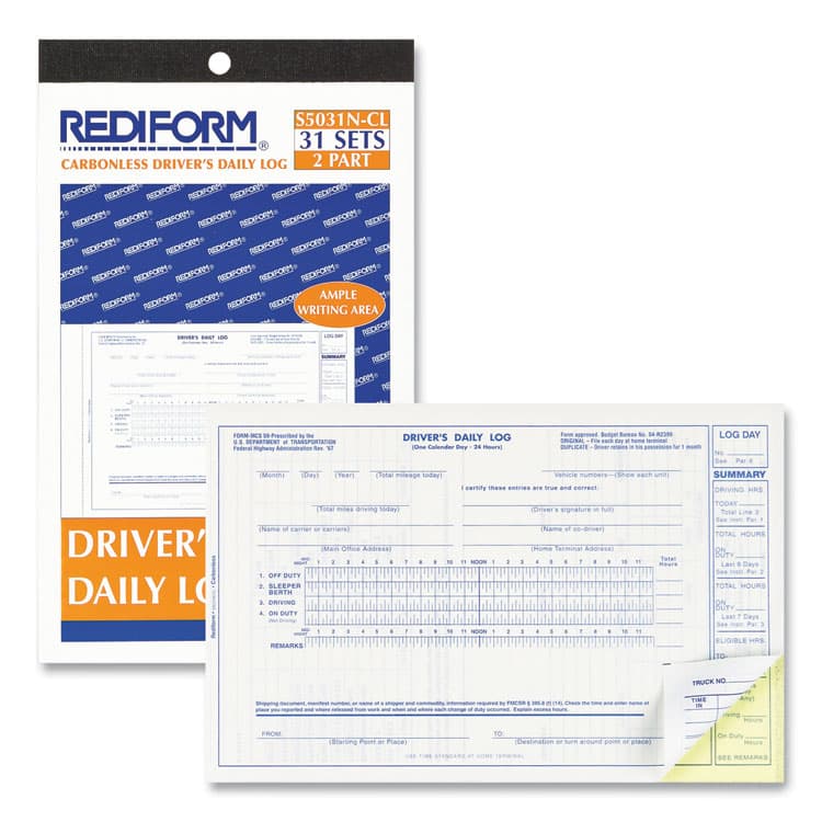 REDIFORM OFFICE PRODUCTS Driver's Daily Log Book, Two-Part Carbonless, 8.75 x 5.38, 31 Forms Total (REDS5031NCL) thumbnail 3