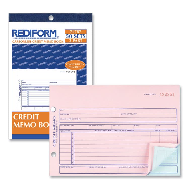 REDIFORM OFFICE PRODUCTS Credit Memo Book, Three-Part Carbonless, 5.5 x 7.88, 50 Forms Total (RED7L787) thumbnail 2