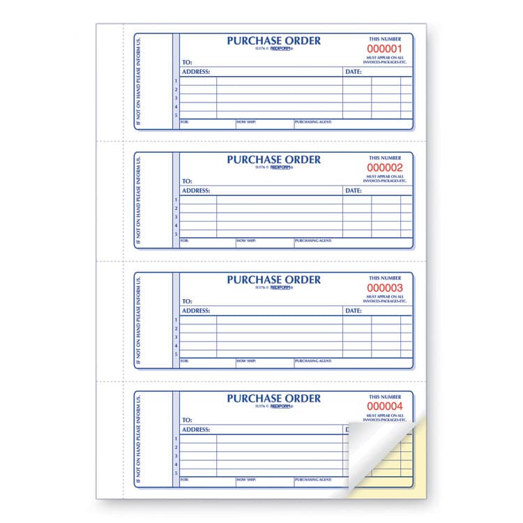 REDIFORM OFFICE PRODUCTS Purchase Order Book, 5 Lines, Two-Part Carbonless, 7 x 2.75, 4 Forms/Sheet, 400 Forms Total (RED1L176) thumbnail 4