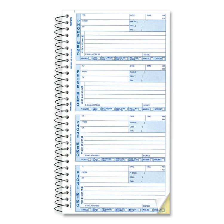 REDIFORM OFFICE PRODUCTS Telephone Message Book, Two-Part Carbonless, 5 x 2.75, 4 Forms/Sheet, 400 Forms Total (RED50076)