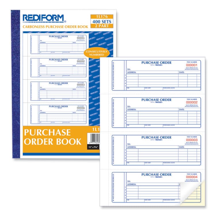 REDIFORM OFFICE PRODUCTS Purchase Order Book, 5 Lines, Two-Part Carbonless, 7 x 2.75, 4 Forms/Sheet, 400 Forms Total (RED1L176) thumbnail 3