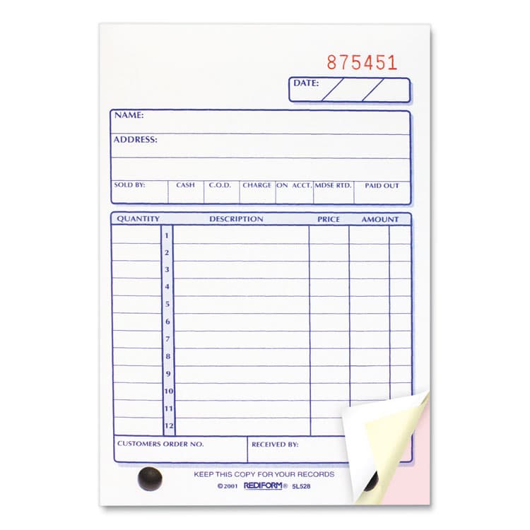 REDIFORM OFFICE PRODUCTS Sales Book, 12 Lines, Three-Part Carbonless, 4.25 x 6.38, 50 Forms Total (RED5L528) thumbnail 4