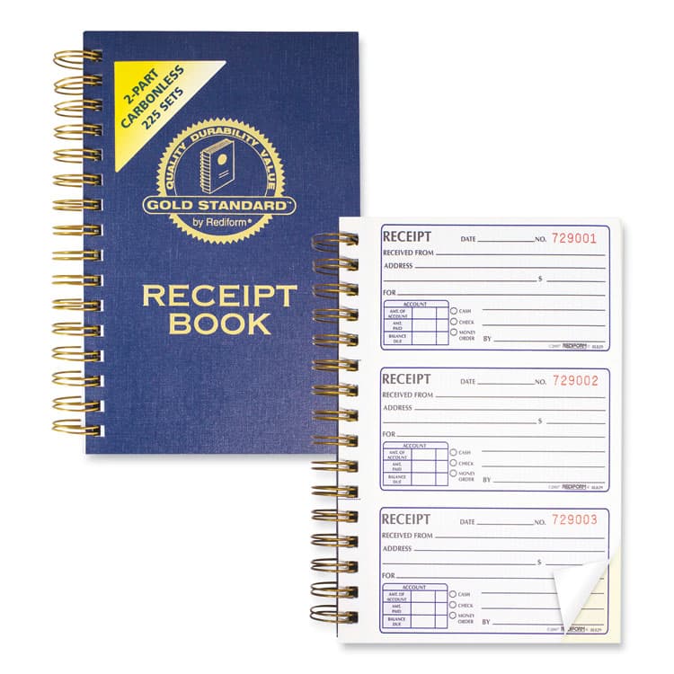 REDIFORM OFFICE PRODUCTS Gold Standard Money Receipt Book, Two-Part Carbonless, 5 x 2.75, 3 Forms/Sheet, 225 Forms Total (RED8L829) thumbnail 3