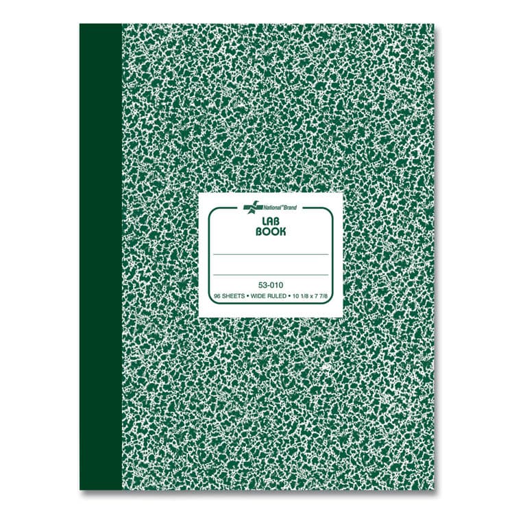 REDIFORM OFFICE PRODUCTS Lab Notebook, Wide/Legal Rule, Green Marble Cover, (96) 10.13 x 7.88 Sheets (RED53010)