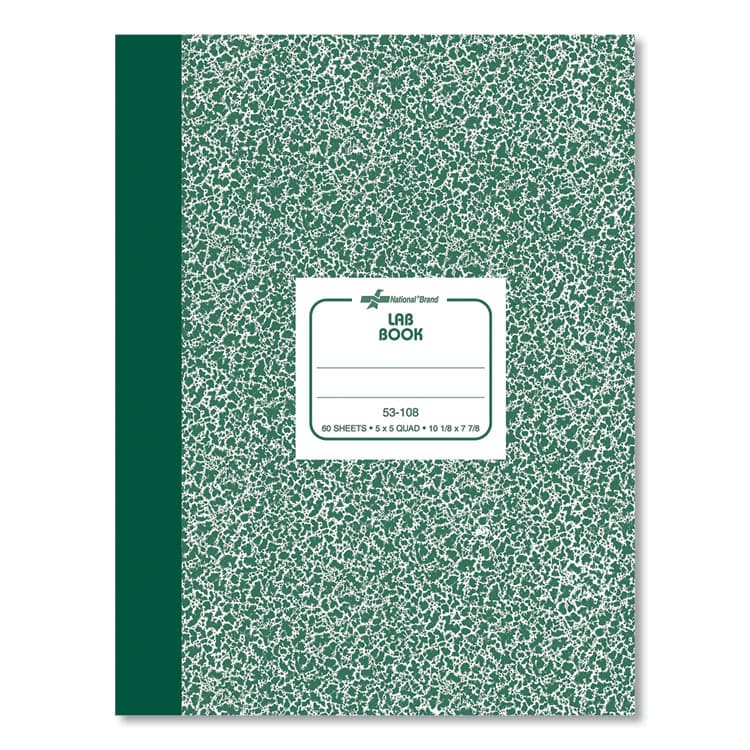 REDIFORM OFFICE PRODUCTS Composition Lab Notebook, Quadrille Rule, Green Cover, (60) 10.13 x 7.88 Sheets (RED53108)