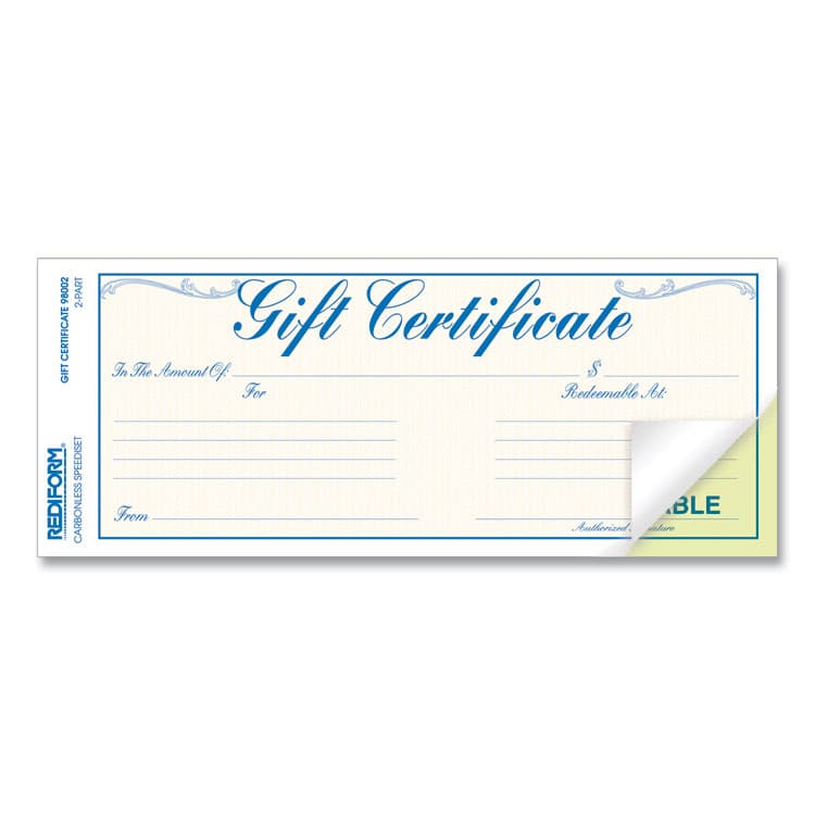 REDIFORM OFFICE PRODUCTS Gift Certificates with Envelopes, 8.5 x 3.67, Blue/Gold with Blue Border, 25/Pack (RED98002) thumbnail 4