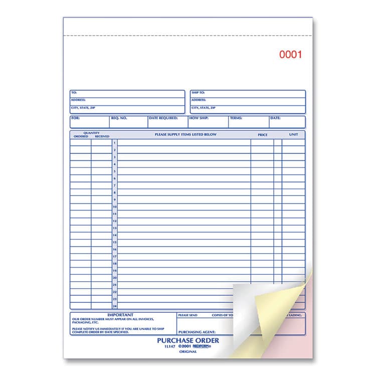 REDIFORM OFFICE PRODUCTS Purchase Order Book, 17 Lines, Three-Part Carbonless, 8.5 x 11, 50 Forms Total (RED1L147) thumbnail 4